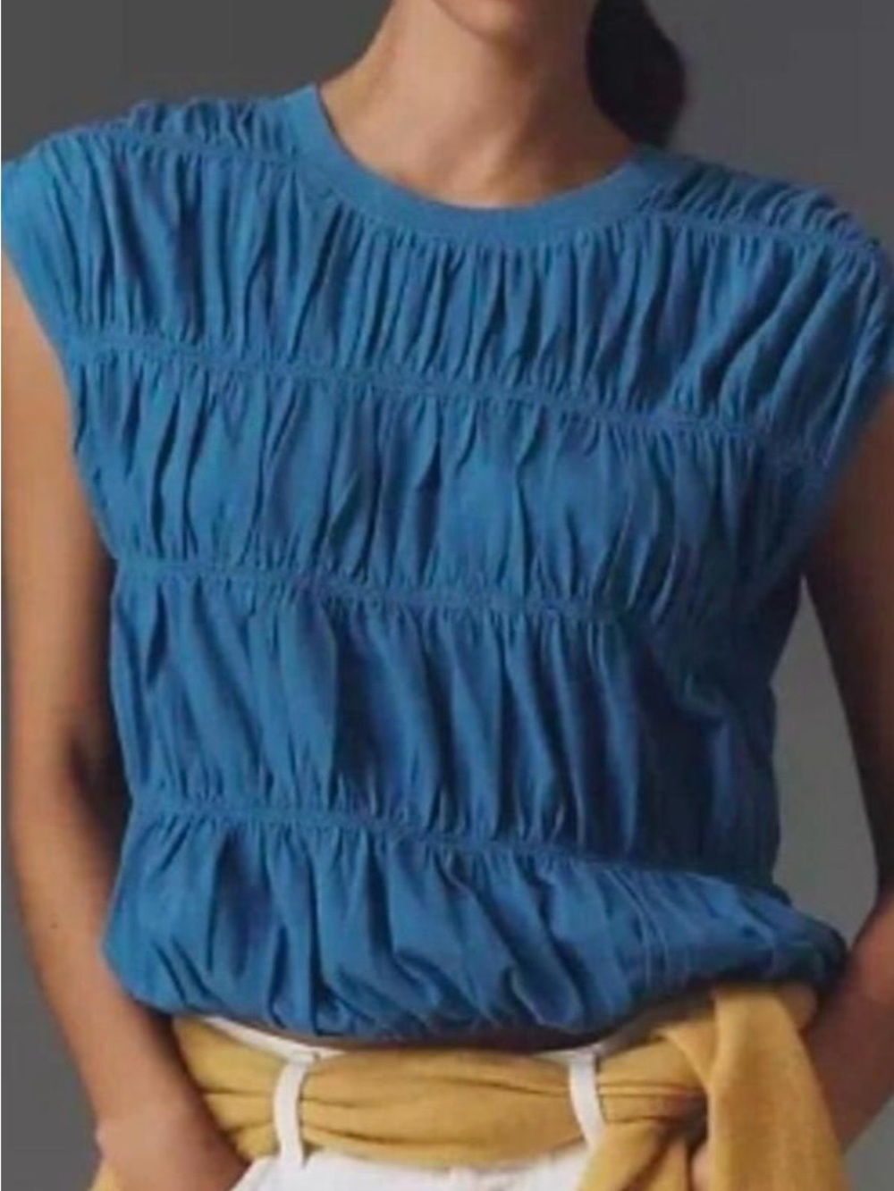 Maeve Anthropology Blue Smocked Tank Top